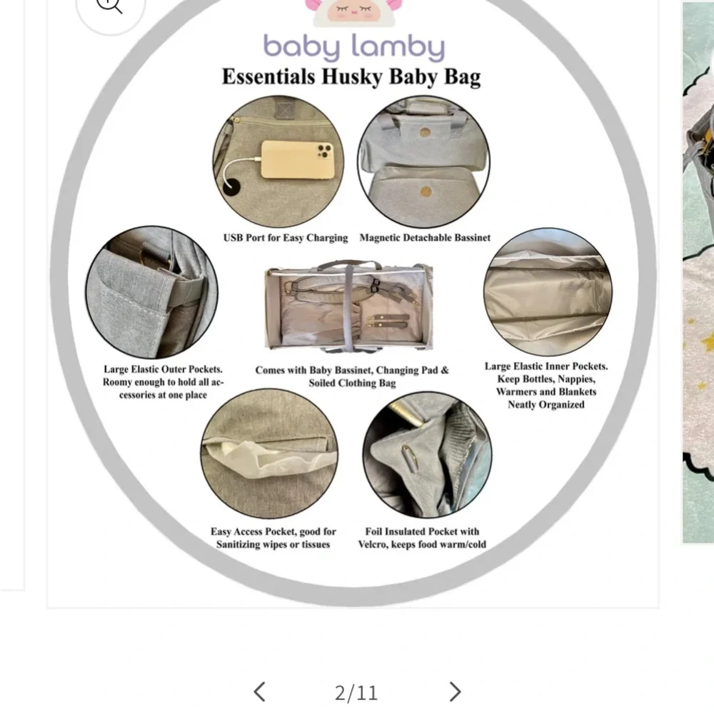 BABY LAMBY Versatile Baby/Mommy Bag  21 x 14 x 5